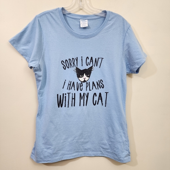 Port and Company Tops - Port & Company Sorry I can't I have plans with my cat graphic tshirt wom…